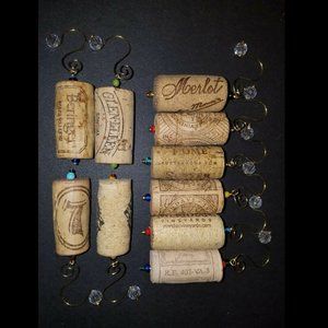 Handmade Wine Cork Ornaments and Beaded Hooks